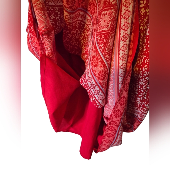 Gap Cherry Red Floral Girlie Cute Dress Spring Summer Flowy Sheer Pocket Size M - Picture 2 of 12